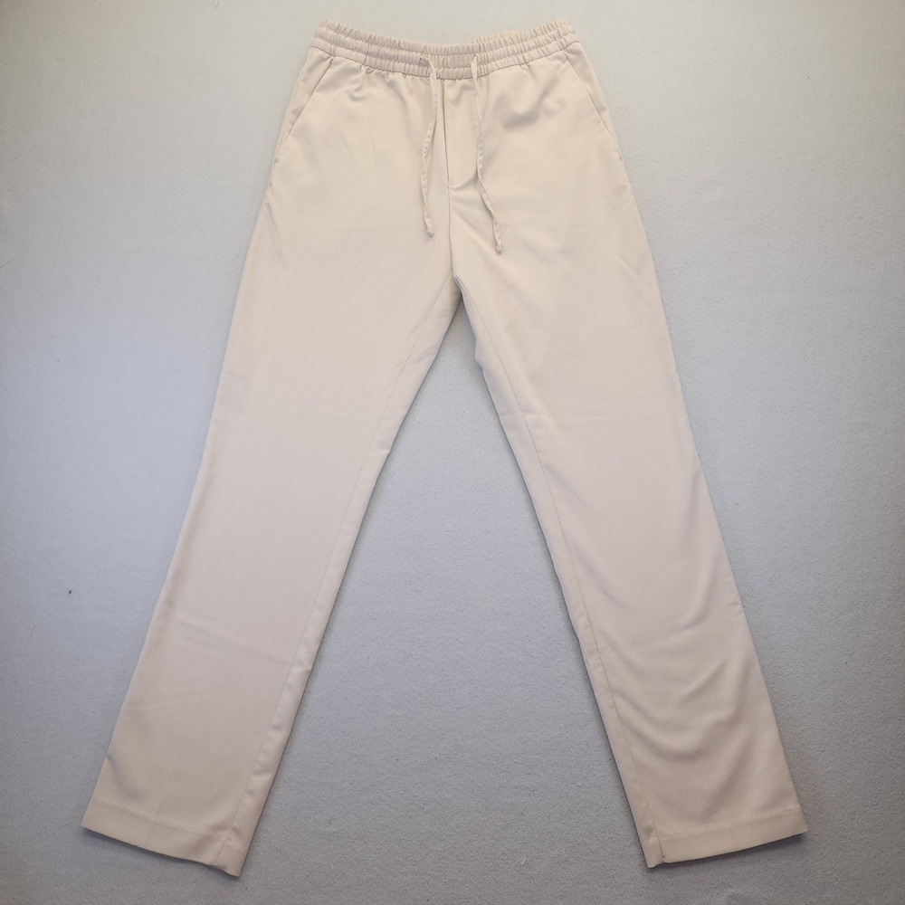 HM‎ Slim Fit Beige Trousers Elastic Drawstring Waist Tan Pants Womens XS